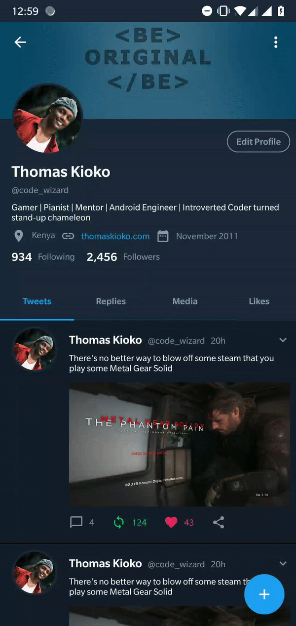 Twitter Profile Ui build with motion layout